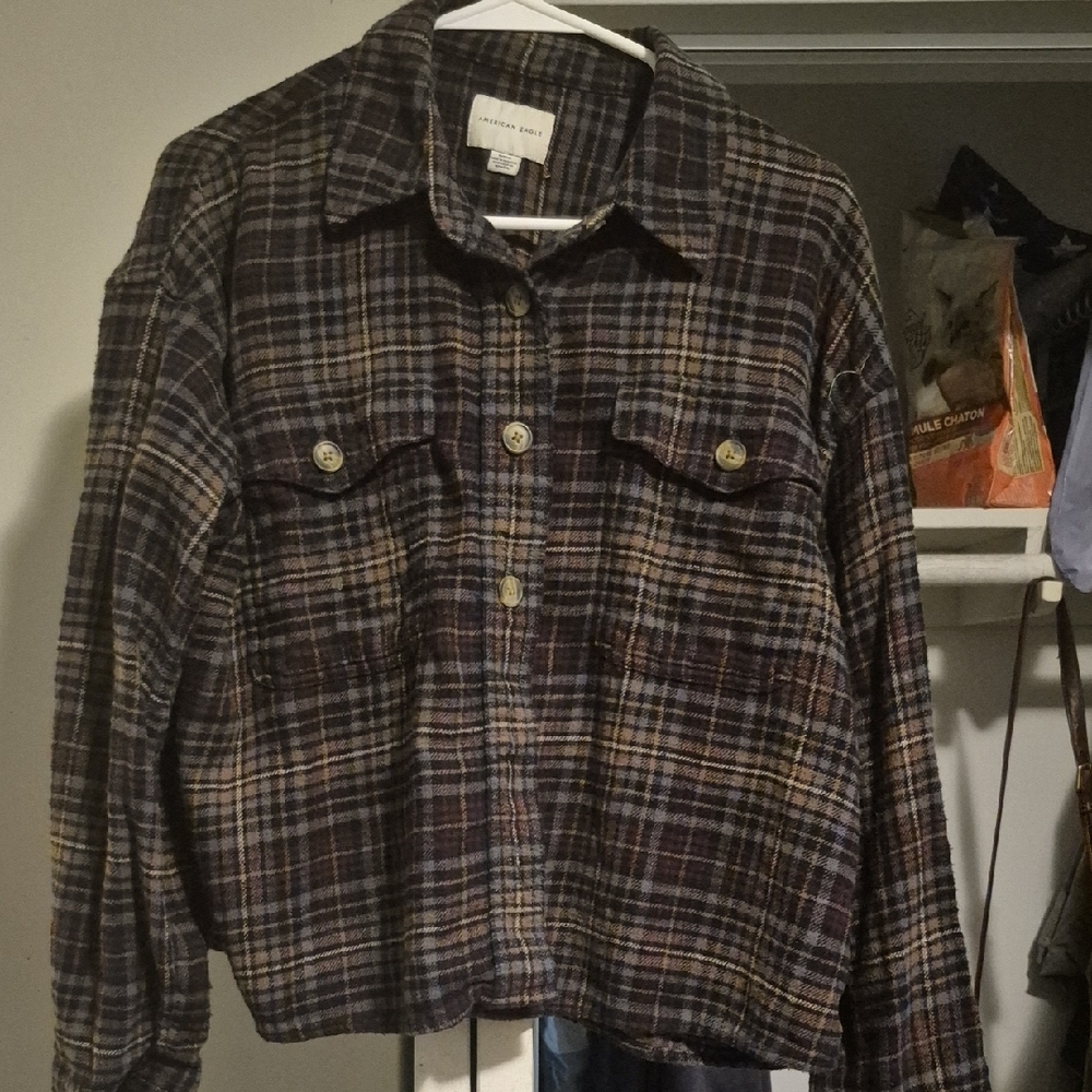 American Eagle Outfitters Black and Brown Utility Jacket